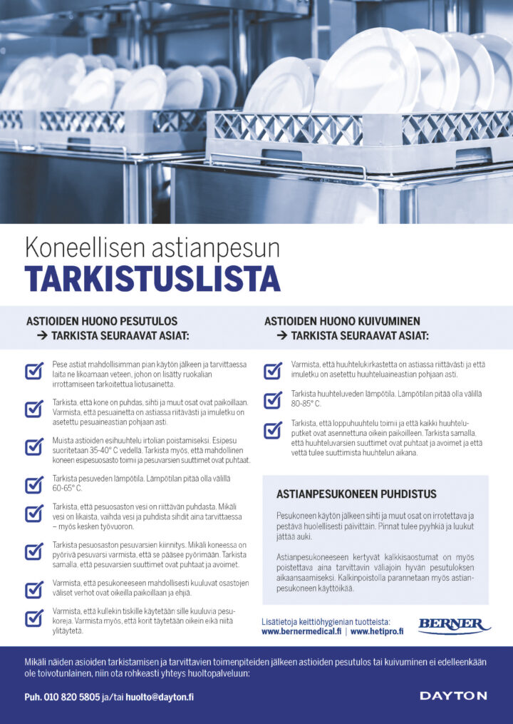 Koneellisen astianpesun tarkistuslista