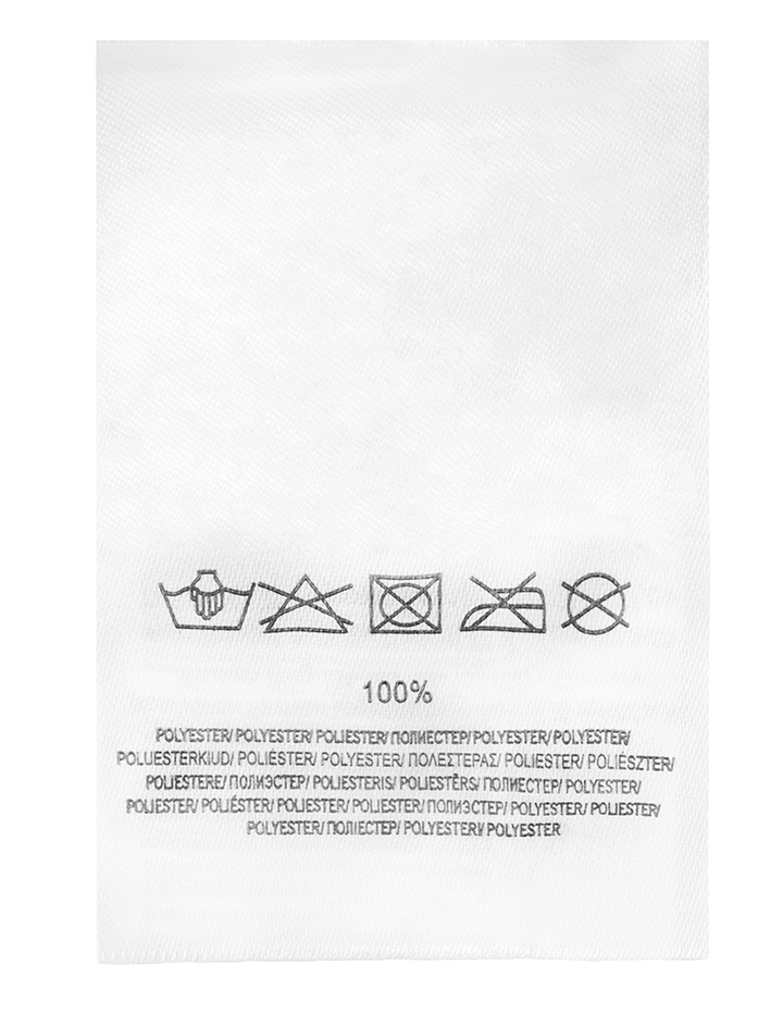 Pesulappu, jossa pesuohjeet